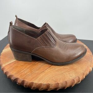 UMBERTO RAFFINI BROWN LEATHER WESTERN ANKLE BOOTS 38/7-7.5